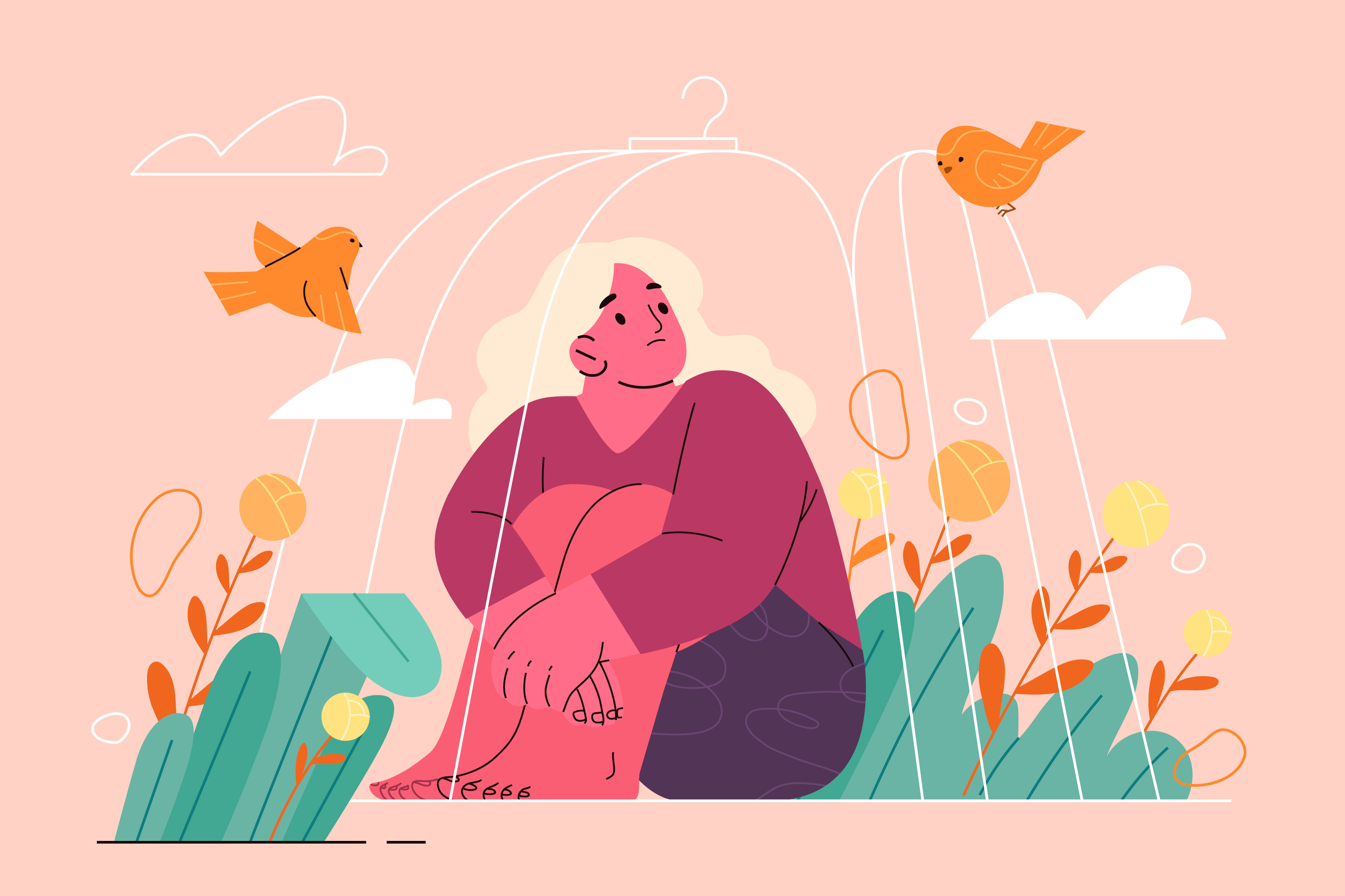 high self esteem with woman mirror